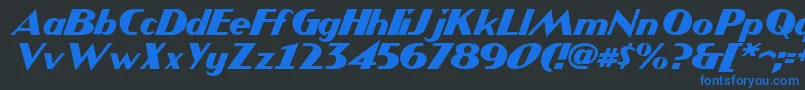 Шрифт JMH COMICS Italic – синие шрифты на чёрном фоне