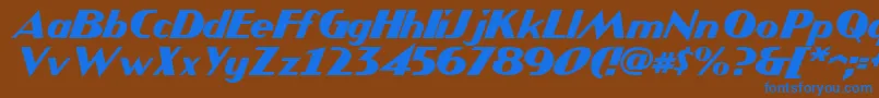 JMH COMICS Italic-fontti – siniset fontit ruskealla taustalla