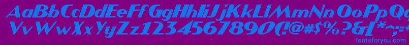 Fonte JMH COMICS Italic – fontes azuis em um fundo violeta