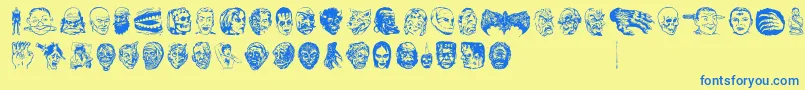 JMH EERIE DINGBATS Font – Blue Fonts on Yellow Background