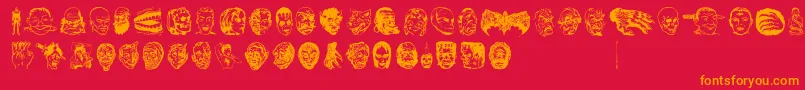 fuente JMH EERIE DINGBATS – Fuentes Naranjas Sobre Fondo Rojo