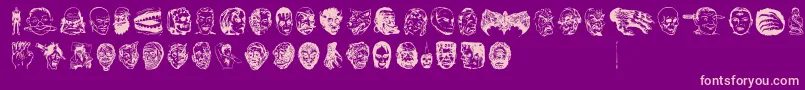 fuente JMH EERIE DINGBATS – Fuentes Rosadas Sobre Fondo Morado