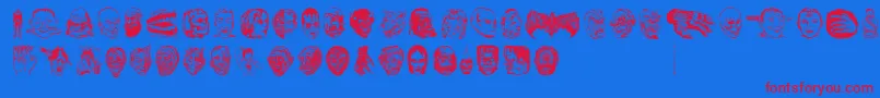 JMH EERIE DINGBATS Font – Red Fonts on Blue Background