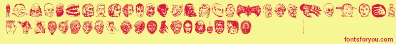 JMH EERIE DINGBATS Font – Red Fonts on Yellow Background