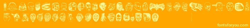 JMH EERIE DINGBATS Font – Yellow Fonts on Orange Background