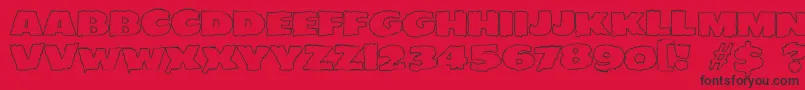 JMH EERIE OUT Font – Black Fonts on Red Background