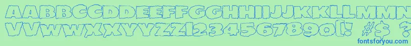 JMH EERIE OUT Font – Blue Fonts on Green Background