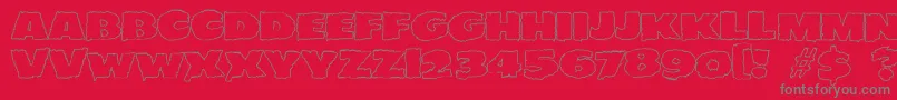 JMH EERIE OUT Font – Gray Fonts on Red Background