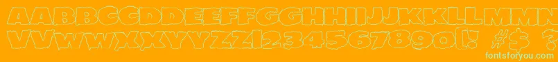 JMH EERIE OUT Font – Green Fonts on Orange Background