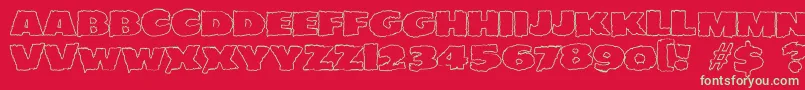 JMH EERIE OUT Font – Green Fonts on Red Background