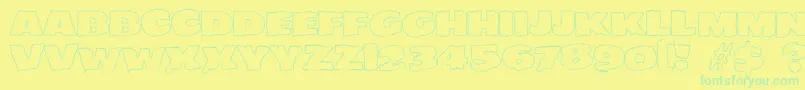 JMH EERIE OUT Font – Green Fonts on Yellow Background