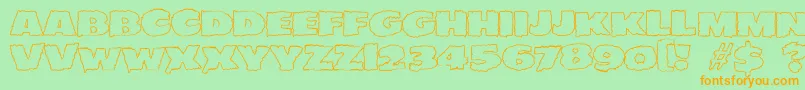 JMH EERIE OUT Font – Orange Fonts on Green Background