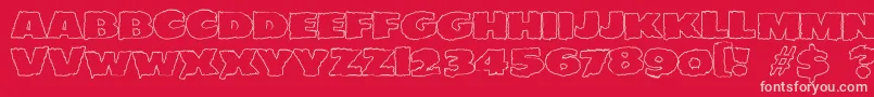 JMH EERIE OUT Font – Pink Fonts on Red Background