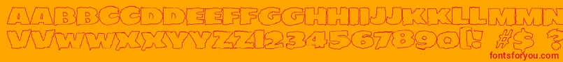 JMH EERIE OUT Font – Red Fonts on Orange Background