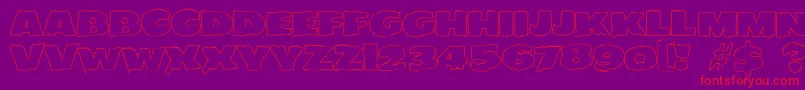 JMH EERIE OUT Font – Red Fonts on Purple Background