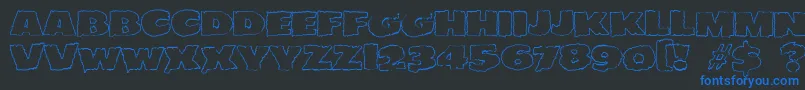 JMH EERIE OUT Font – Blue Fonts on Black Background