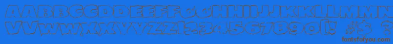 JMH EERIE OUT-Schriftart – Braune Schriften auf blauem Hintergrund