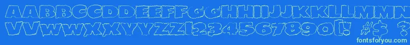 JMH EERIE OUT Font – Green Fonts on Blue Background