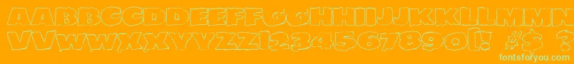 JMH EERIE OUT-Schriftart – Grüne Schriften auf orangefarbenem Hintergrund