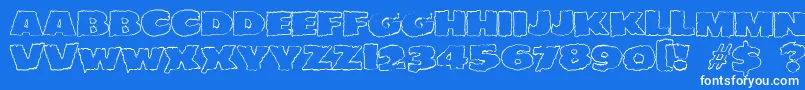 JMH EERIE OUT Font – White Fonts on Blue Background