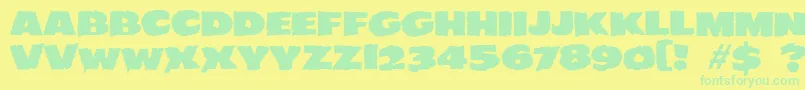 フォントJMH EERIE – 黄色い背景に緑の文字