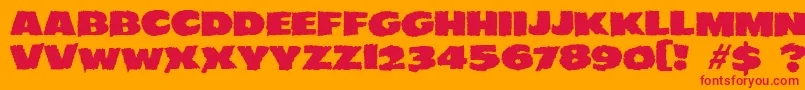 フォントJMH EERIE – オレンジの背景に赤い文字