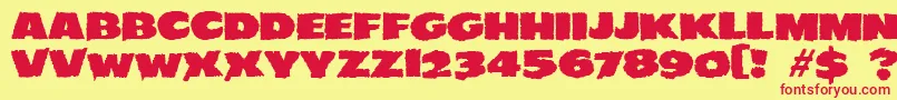 JMH EERIE Font – Red Fonts on Yellow Background