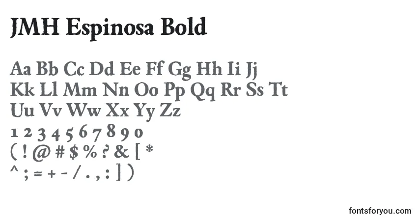Шрифт JMH Espinosa Bold – алфавит, цифры, специальные символы