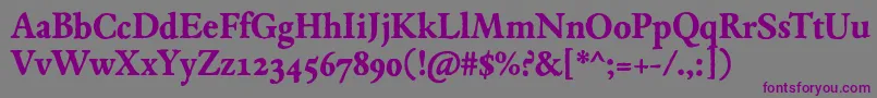 フォントJMH Espinosa Bold – 紫色のフォント、灰色の背景