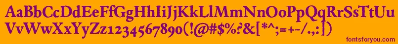 JMH Espinosa Bold-fontti – violetit fontit oranssilla taustalla