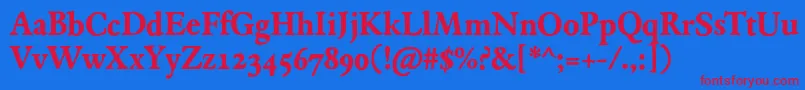 JMH Espinosa Bold-fontti – punaiset fontit sinisellä taustalla