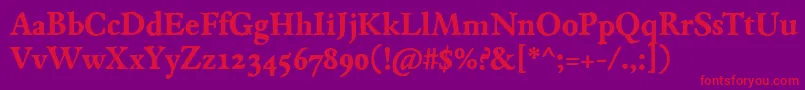 JMH Espinosa Bold-Schriftart – Rote Schriften auf violettem Hintergrund
