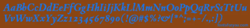 JMH Espinosa BoldItalic Font – Blue Fonts on Brown Background