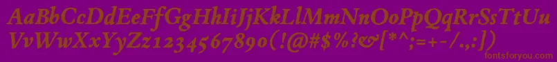 JMH Espinosa BoldItalic Font – Brown Fonts on Purple Background