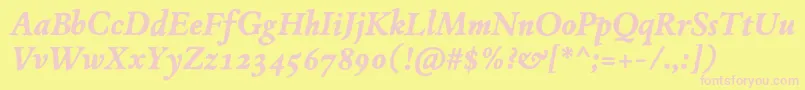 JMH Espinosa BoldItalic Font – Pink Fonts on Yellow Background