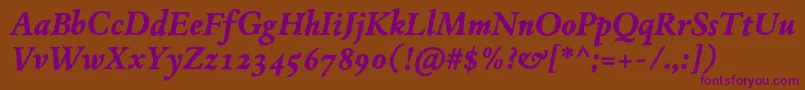 JMH Espinosa BoldItalic Font – Purple Fonts on Brown Background