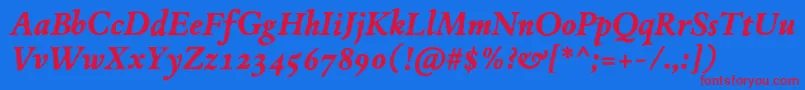 JMH Espinosa BoldItalic Font – Red Fonts on Blue Background