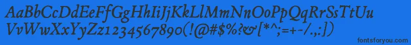 JMH Espinosa Italic Font – Black Fonts on Blue Background