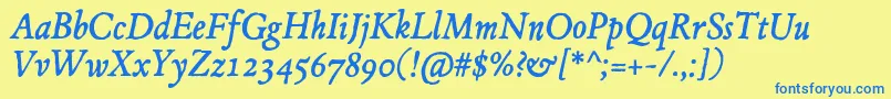 JMH Espinosa Italic Font – Blue Fonts on Yellow Background