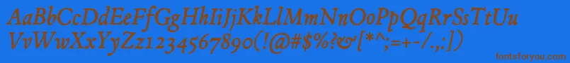 JMH Espinosa Italic Font – Brown Fonts on Blue Background