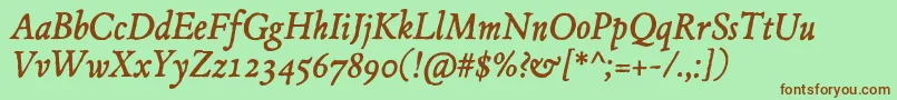 JMH Espinosa Italic Font – Brown Fonts on Green Background