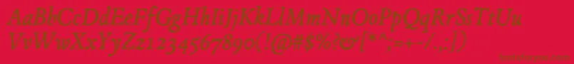 JMH Espinosa Italic Font – Brown Fonts on Red Background