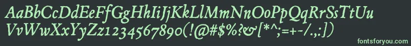 JMH Espinosa Italic Font – Green Fonts on Black Background