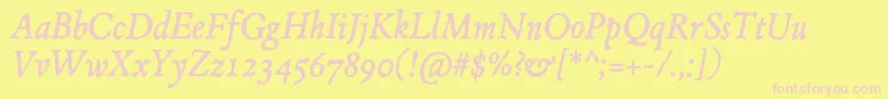 JMH Espinosa Italic Font – Pink Fonts on Yellow Background