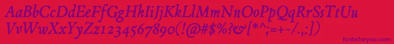 JMH Espinosa Italic Font – Purple Fonts on Red Background