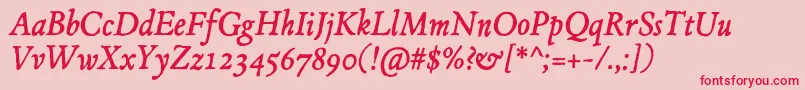 JMH Espinosa Italic Font – Red Fonts on Pink Background