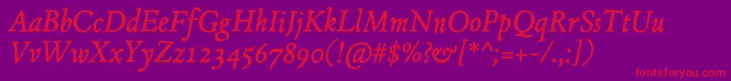 JMH Espinosa Italic Font – Red Fonts on Purple Background