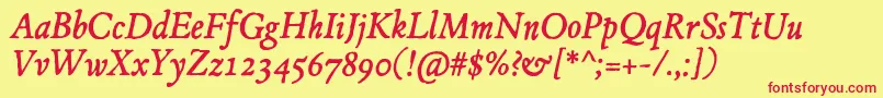 JMH Espinosa Italic Font – Red Fonts on Yellow Background