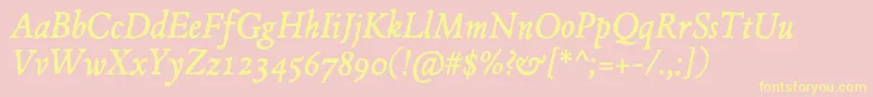 JMH Espinosa Italic Font – Yellow Fonts on Pink Background