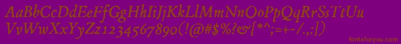 JMH Espinosa Italic Font – Brown Fonts on Purple Background